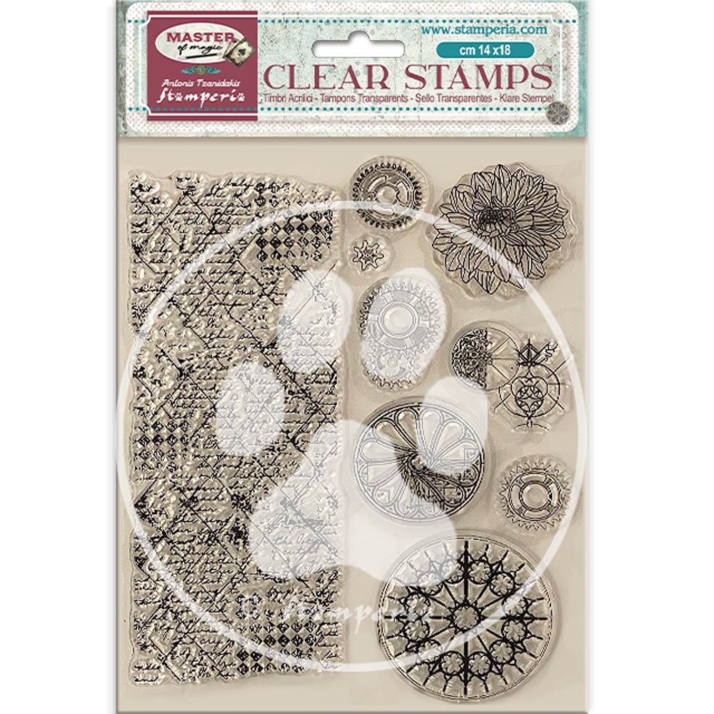 Pre Order - Stamperia - Acrylic Clear Stamp 14x18cm - Master of Magic border and circles