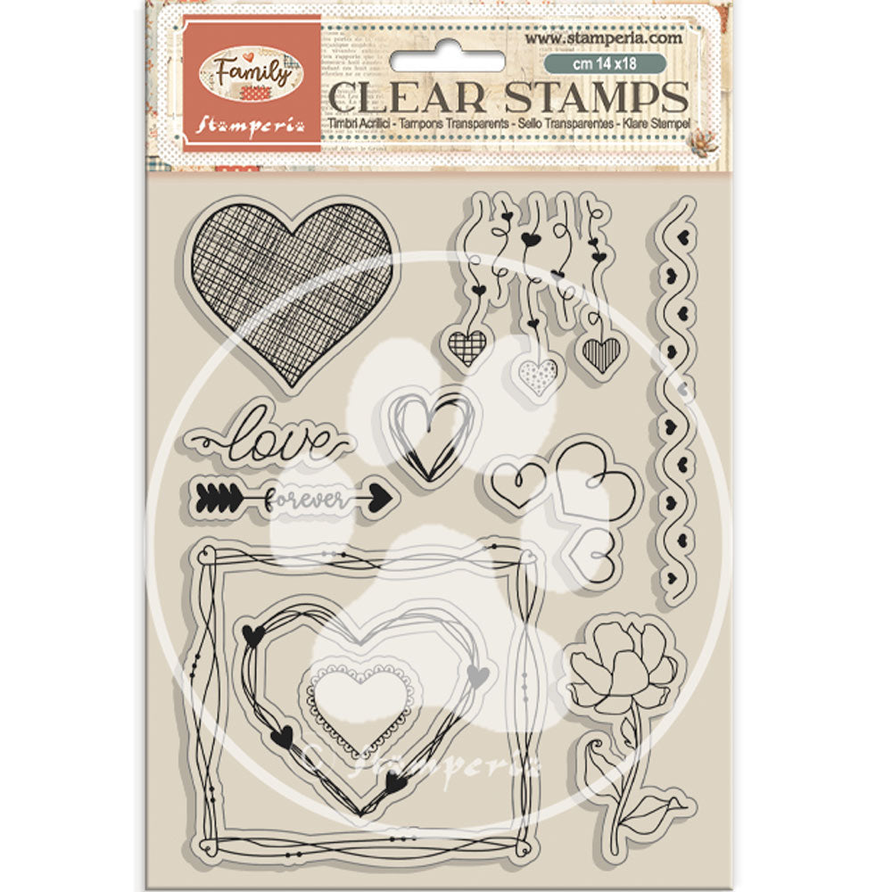 Stamperia - Acrylic Clear Stamp 14x18cm - Family Hearts