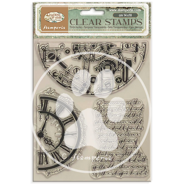 Stamperia - Acrylic Clear Stamp 14x18cm - Garden of Time - Time half tubes