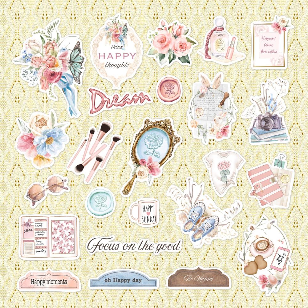 Asuka Studio - Dusty Rose Ephemera - Die cut Cardstock Pieces (24pcs)