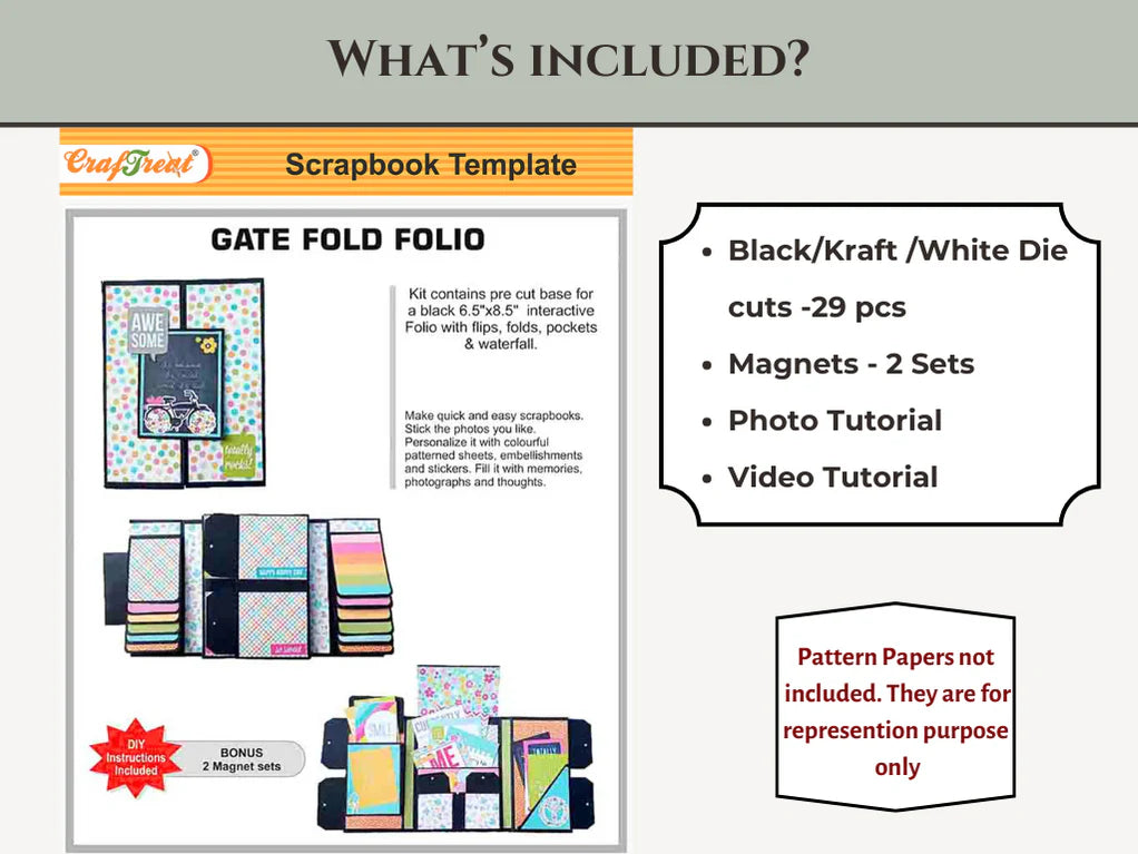 CrafTreat Scrapbook Blank Precut Album Base - Gate Fold Folio - White