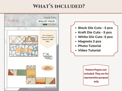 Craftreat Scrapbook Blank Quick Folio - Wallet - Black, Kraft and White