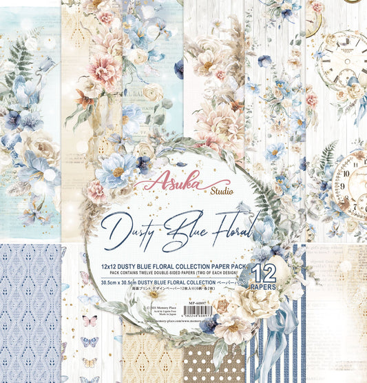 Asuka Studio - Dusty Blue Floral Collection Paper Pack 12 x 12