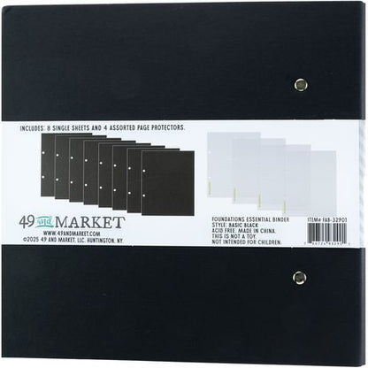 49 and Market - Foundations Essential Binder - Basic Black -  2 Ring Binder