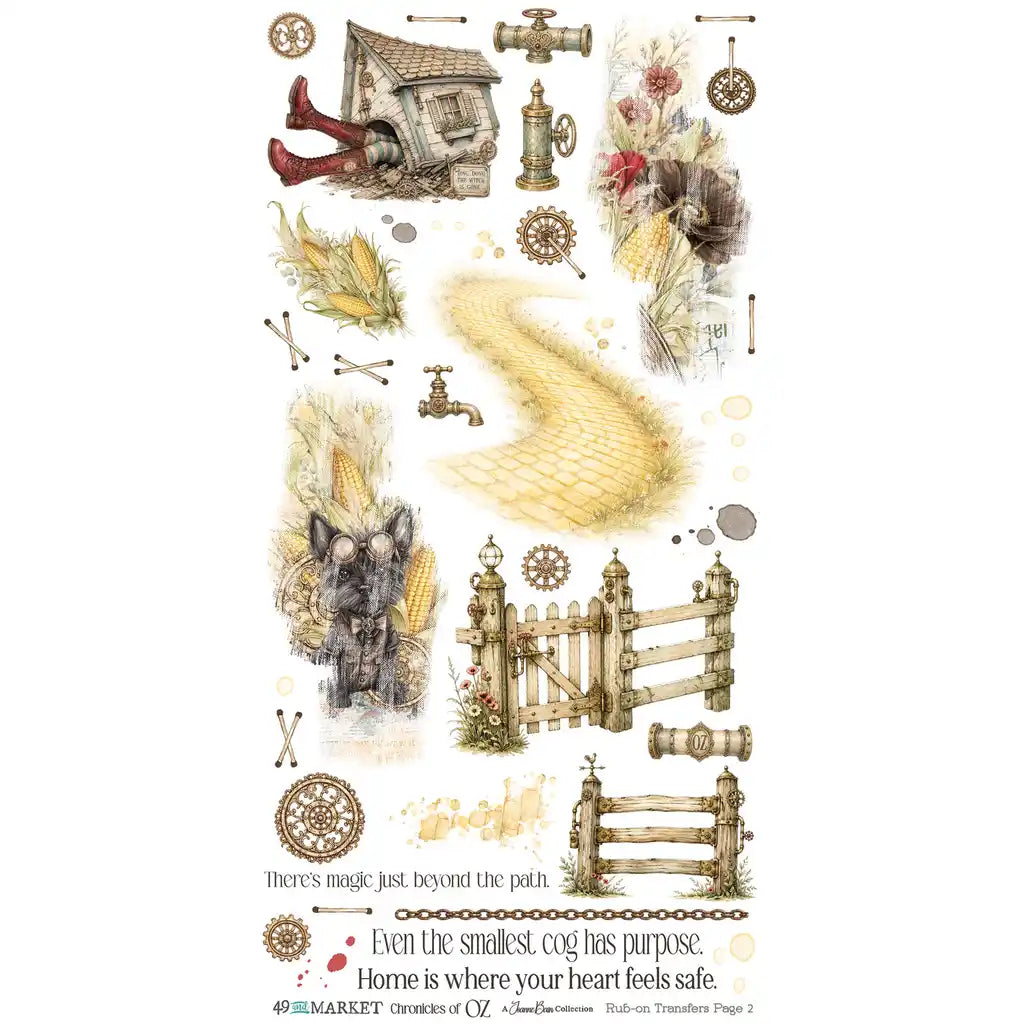 49 and Market - Essential Rub On Transfer set  - 2 Sheets 6x12' - Chronicles of Oz
