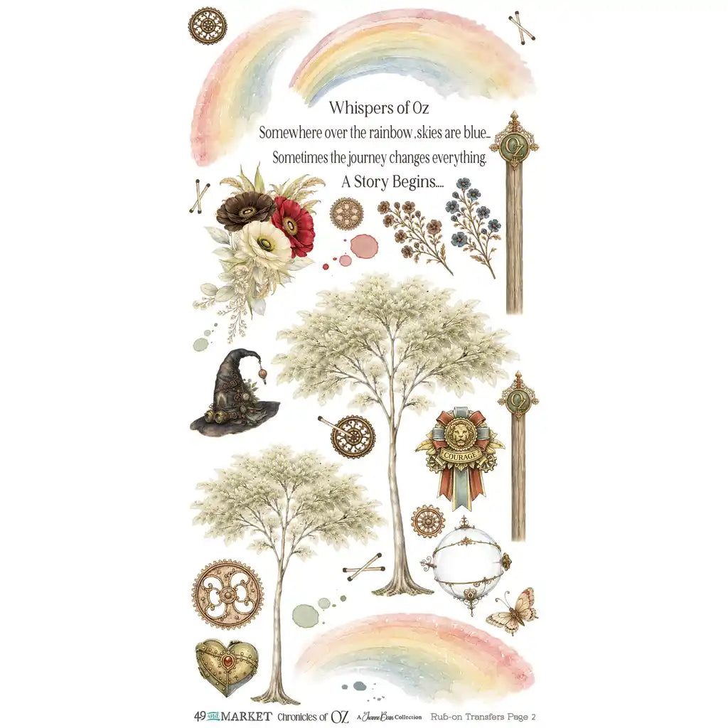 49 and Market - Blendable Rub On Transfer set  - 2 Sheets 6x12' - Chronicles of Oz