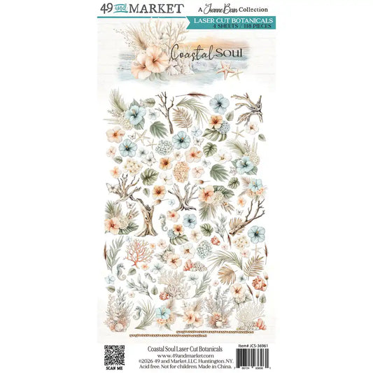 49 and Market - Laser cut Botanicals - 4 sheets/118 pieces - Coastal Soul