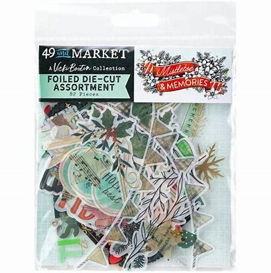 49 and Market - Mistletoe & Memories - Foiled die-cut assortment - 82 Pieces