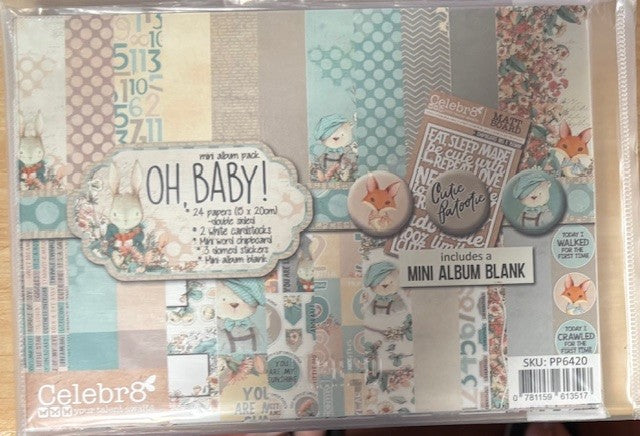 Celebr8 - Mini Paper Pack - Oh Baby includes a mini album blank