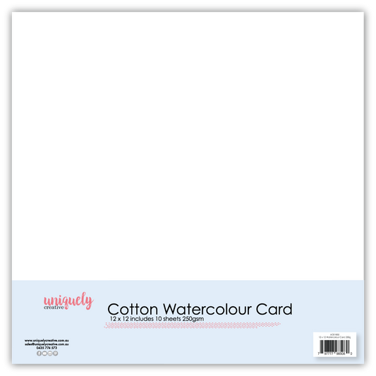 Uniquely Creative - 250gsm- 12 X 12 Cotton Watercolour Card X 10 Sheets
