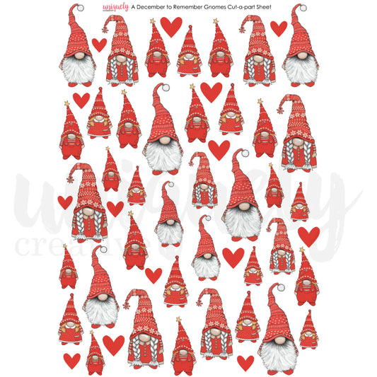 UNIQUELY CREATIVE - A December to Remember Gnomes Cut-A-Part Sheet