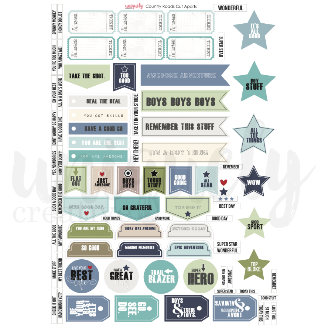 UNIQUELY CREATIVE - COUNTRY ROADS CUT-A-PART SHEET