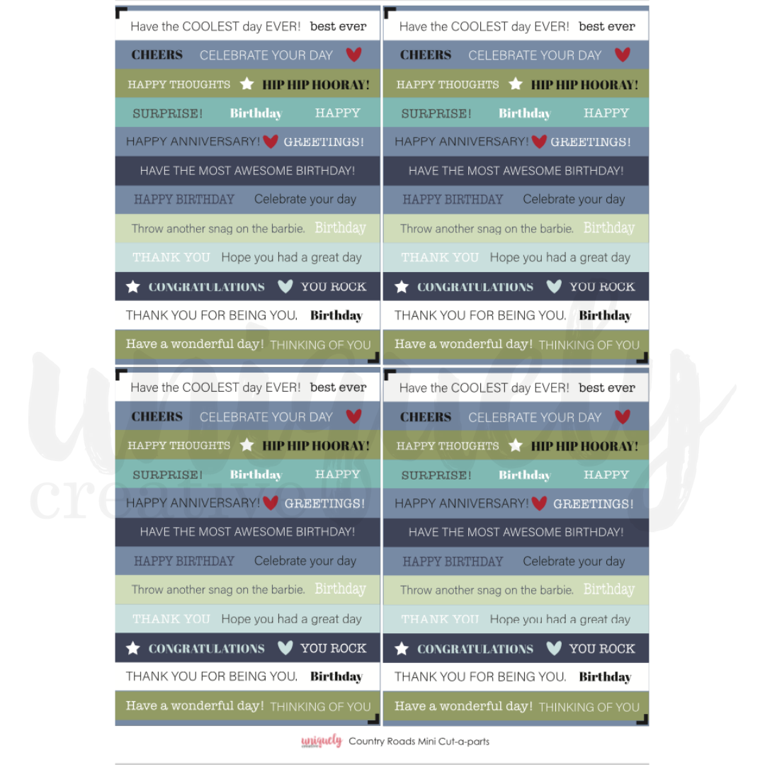 Uniquely Creative - Country Roads Mini Cut - Part  Sheet