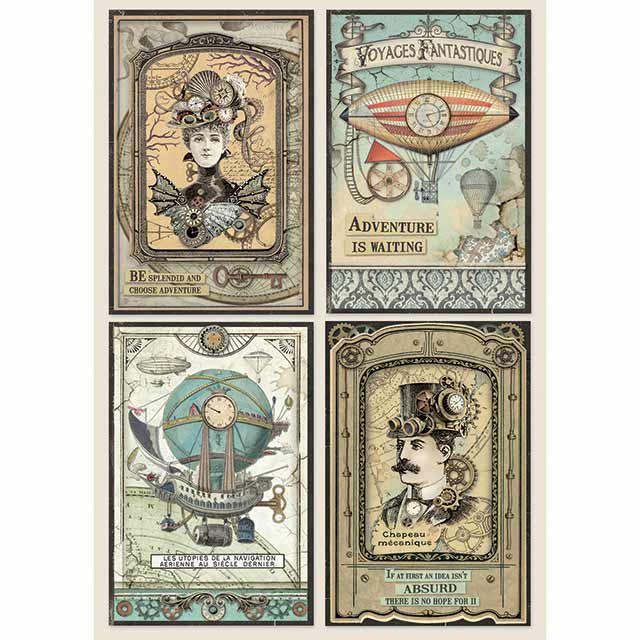 Stamperia  - Rice Paper -  21cm x 29.7cm - A4 Voyages Fantastiques cards