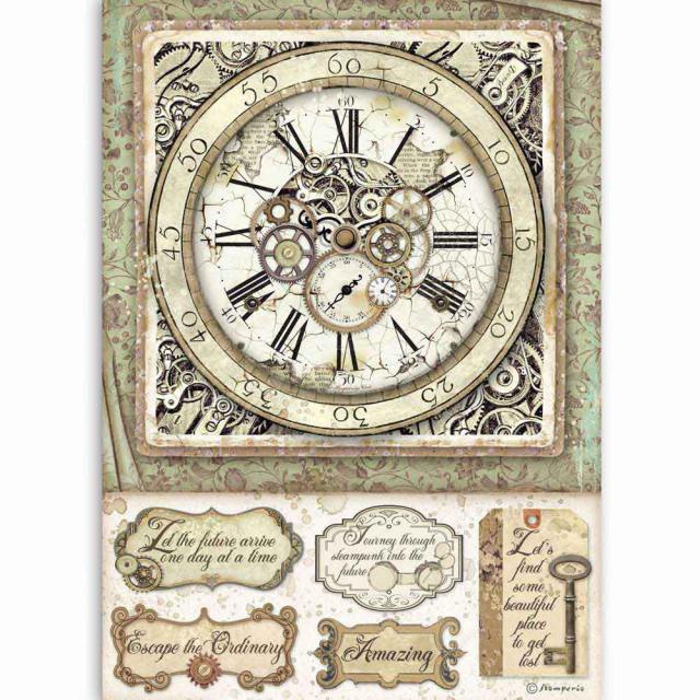 STAMPERIA - RICE PAPER A4 - LADY VAGABOND CLOCK WITH MECHANISMS