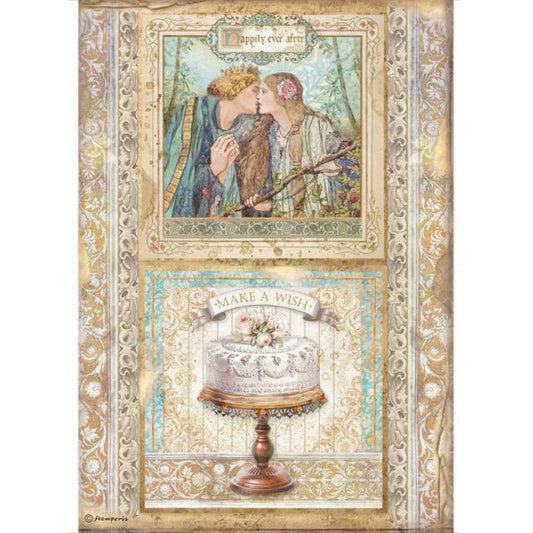 Stamperia - A4 Rice Paper-  21cm x 29.7cm - Sleeping beauty cake Frame