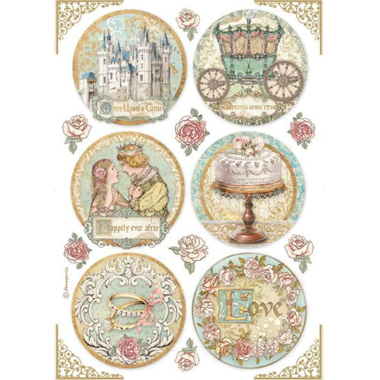 Stamperia - A4 Rice Paper -  21cm x 29.7cm - Sleeping Beauty Rounds