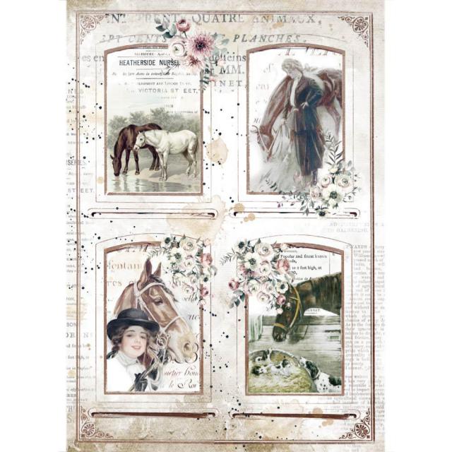 Stamperia - A4 Rice Paper -  21cm x 29.7cm - Romantic Horse 4 Frames