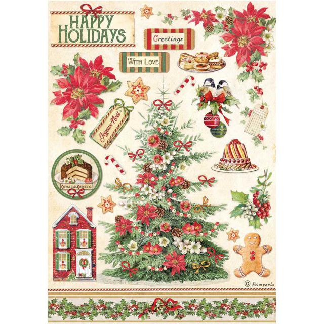 Stamperia - A4 Rice Paper -  21cm x 29.7cm - Classic Christmas - Christmas Tree