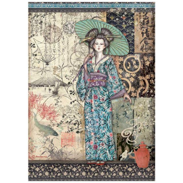 Stamperia - A4 Rice Paper -  21cm x 29.7cm - Sir Vagabond Japan - Lady