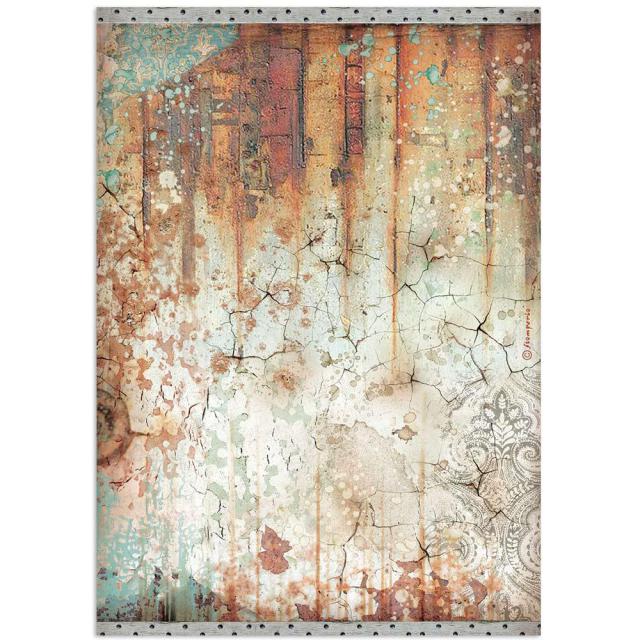 Stamperia  - Rice Paper -  21cm x 29.7cm - Lady vagabond Lifestyle - Rust  Effect