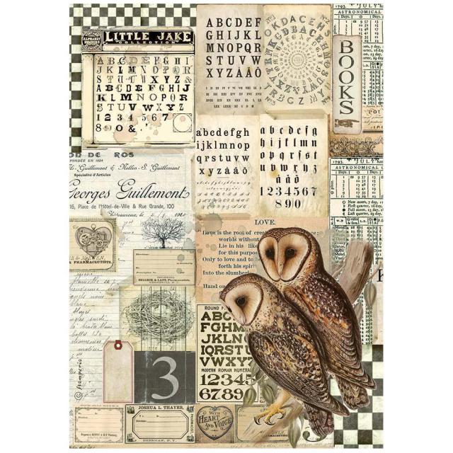 Stamperia  - Rice Paper -  Alchemy Owls- 21cm x 29.7cm -