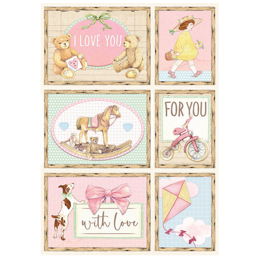 Stamperia  - Rice Paper -  21cm x 29.7cm - A4 -  Daydream cards Pink