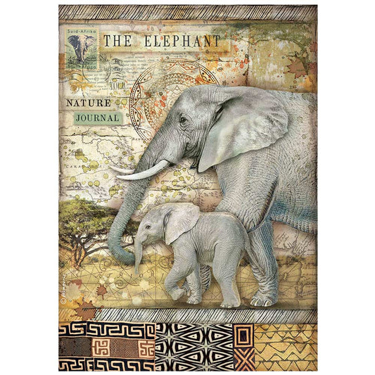 Stamperia - A4 Rice Paper -  21cm x 29.7cm - Savana The Elephant