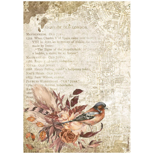 Stamperia  - Rice Paper -  21cm x 29.7cm - A4 -  Our Way Bird