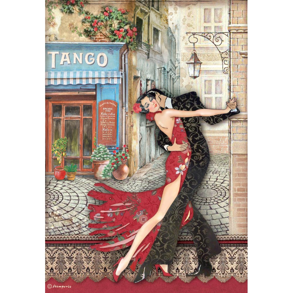Stamperia  - Rice Paper -  21cm x 29.7cm - A4 -  Desire Tango