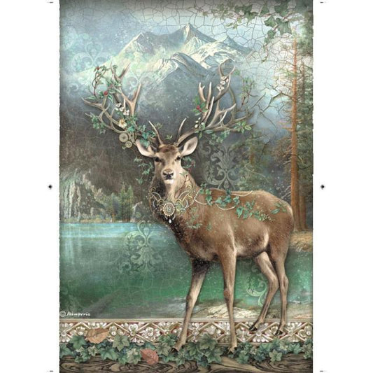Stamperia  - Rice Paper -  21cm x 29.7cm - A4 -   Magic Forest Deer