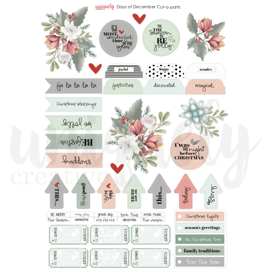 Uniquely Creative - Days of December Cut -a-part Sheet – Scrap with friends