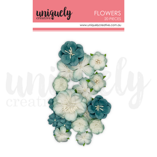 UNIQUELY CREATIVE - DUSTY TEAL FLOWERS