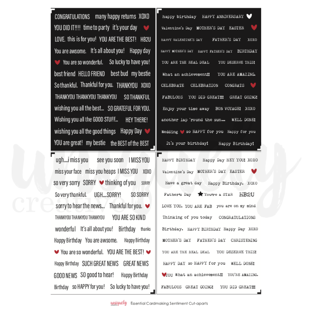 Peelable Sentiments UNIQUELY CREATIVE - ESSENTIAL CARDMAKING SENTIMENTS MINI CUT -A PART S ...