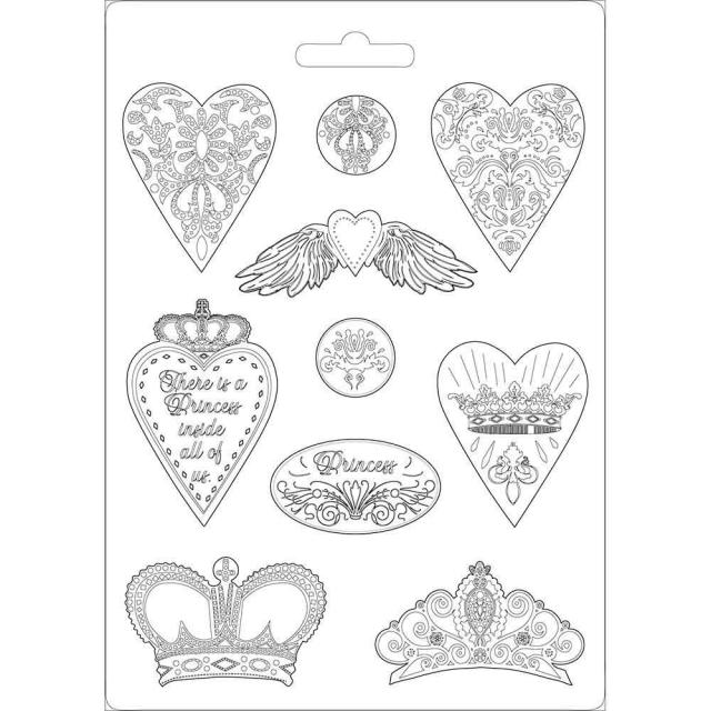 Stamperia - Soft Mould A4 Size - Hearts And Crowns*