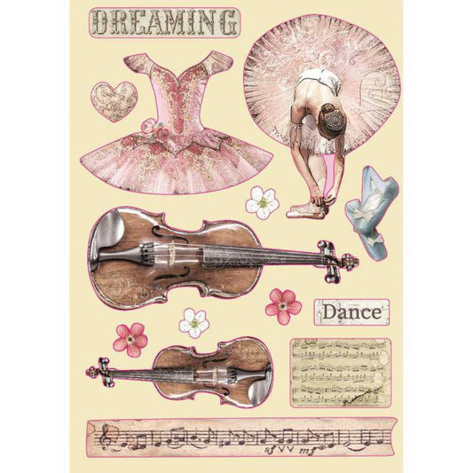 Stamperia - Chipboard - Coloured Wooden Frame  - Passion Violin And Dance**