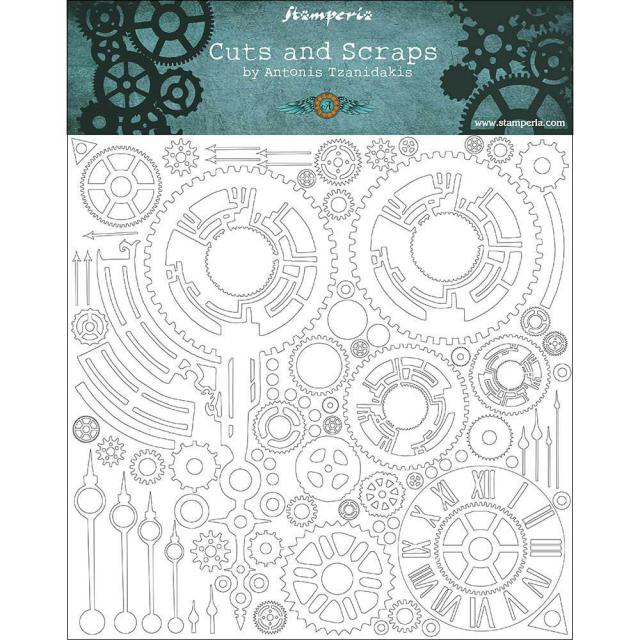 Stamperia - Cuts And Scraps - Greyboard 30x30/1 Mm - Clocks And Arms