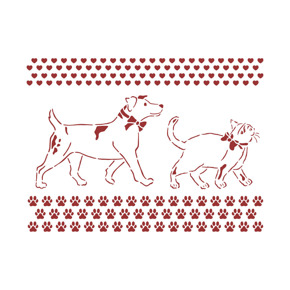 Stamperia -  - Stencil 20 X 15cm- DayDream Dog & Cat
