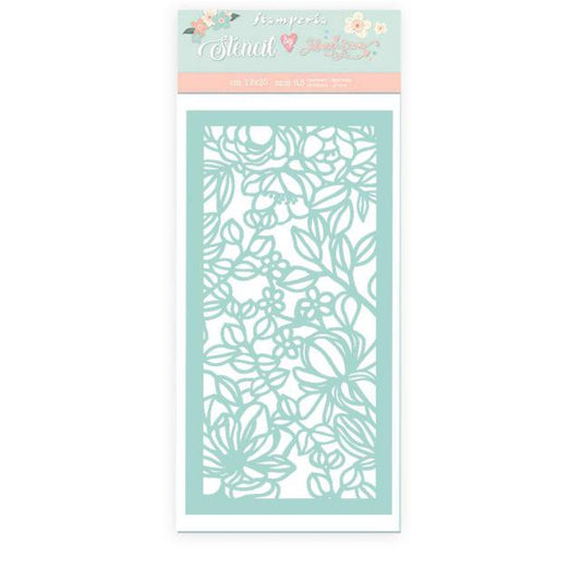 Stamperia- Thick Stencil 12 X 25cm- Celebration Flowers & Leaves