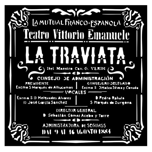 Stamperia - Mix Media Stencil - 18 X 18 - Desire La Traviata