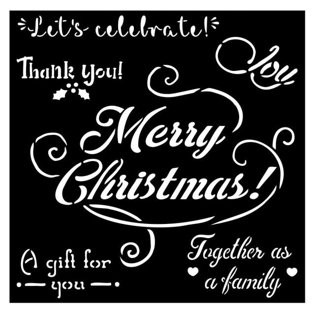 Stamperia - Mix Media Stencil - 18 X 18 - Christmas Merry Christmas