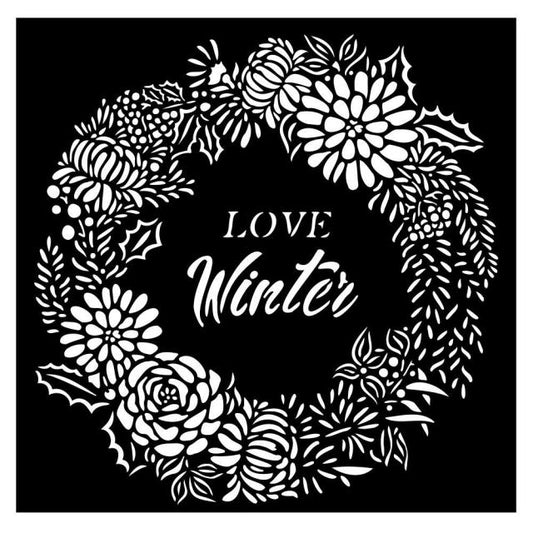 Stamperia - Mix Media Stencil - 18 X 18 - Christmas Love Winter Garland