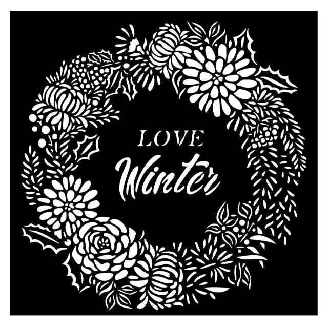 Stamperia - Mix Media Stencil - 18 X 18 - Christmas Love Winter Garland