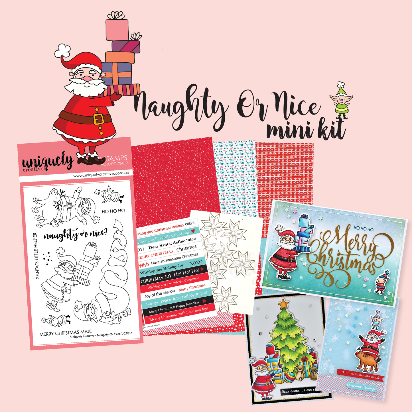 UNIQUELY CREATIVE - NAUGHTY OR NICE STAMP & COLOUR MINI KIT