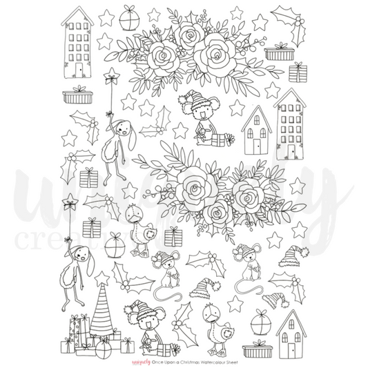 UNIQUELY CREATIVE - ONCE UPON A CHRISTMAS WATERCOLOUR CUT-A-PART SHEET
