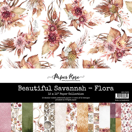 Paper Roses - 12 x 12 Beautiful Savannah - Flora Paper Pack