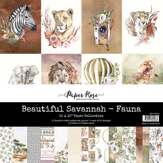 Paper Roses - 12 x 12 Beautiful Savannah - Fauna Paper Pack