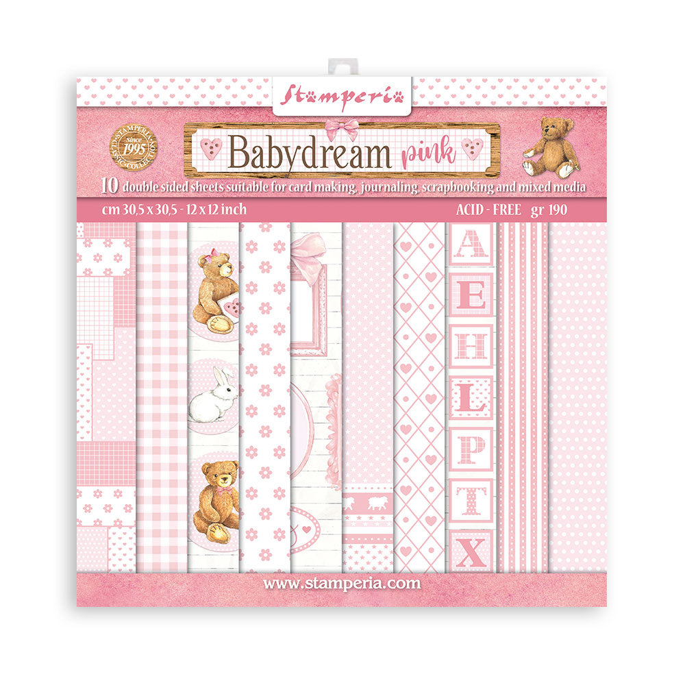 Stamperia -  (12”X12”)  BabyDream Pink -  Paper pad