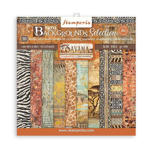 Stamperia -  12 X 12- Paper Pack - Savana Backgrounds