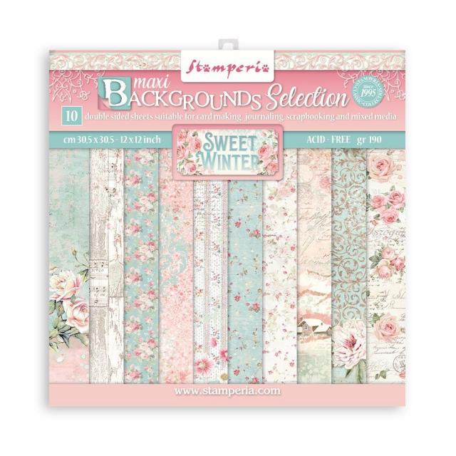 Stamperia -  (12”X12”) Sweet Winter Backgrounds -  Paper pad